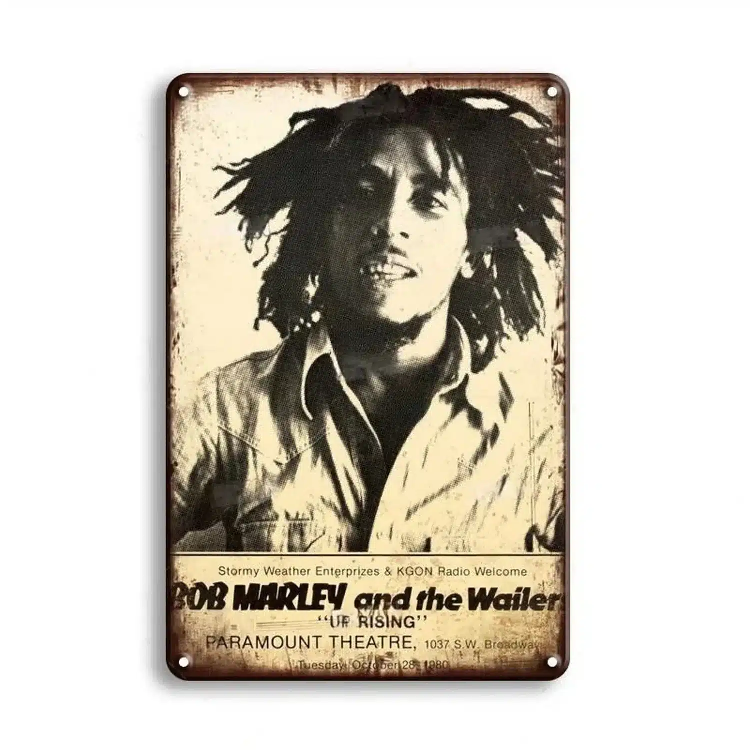 Plaque métal rock vintage – affiche de concert rétro, déco murale style bar ou garage, fan art non officiel inspiré d’icônes rock légendaires – Image 5