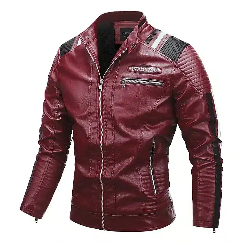Blouson Moto Homme en Similicuir Vintage – Style Biker Classique – Image 3