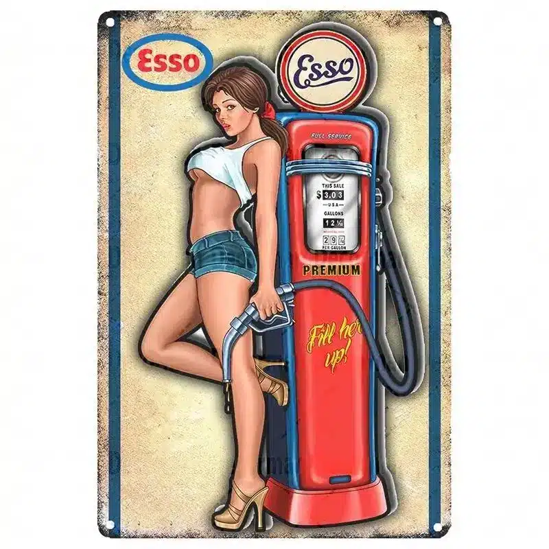 plaque métal vintage Esso – décoration garage rétro, style pin-up ou pub essence – Image 3