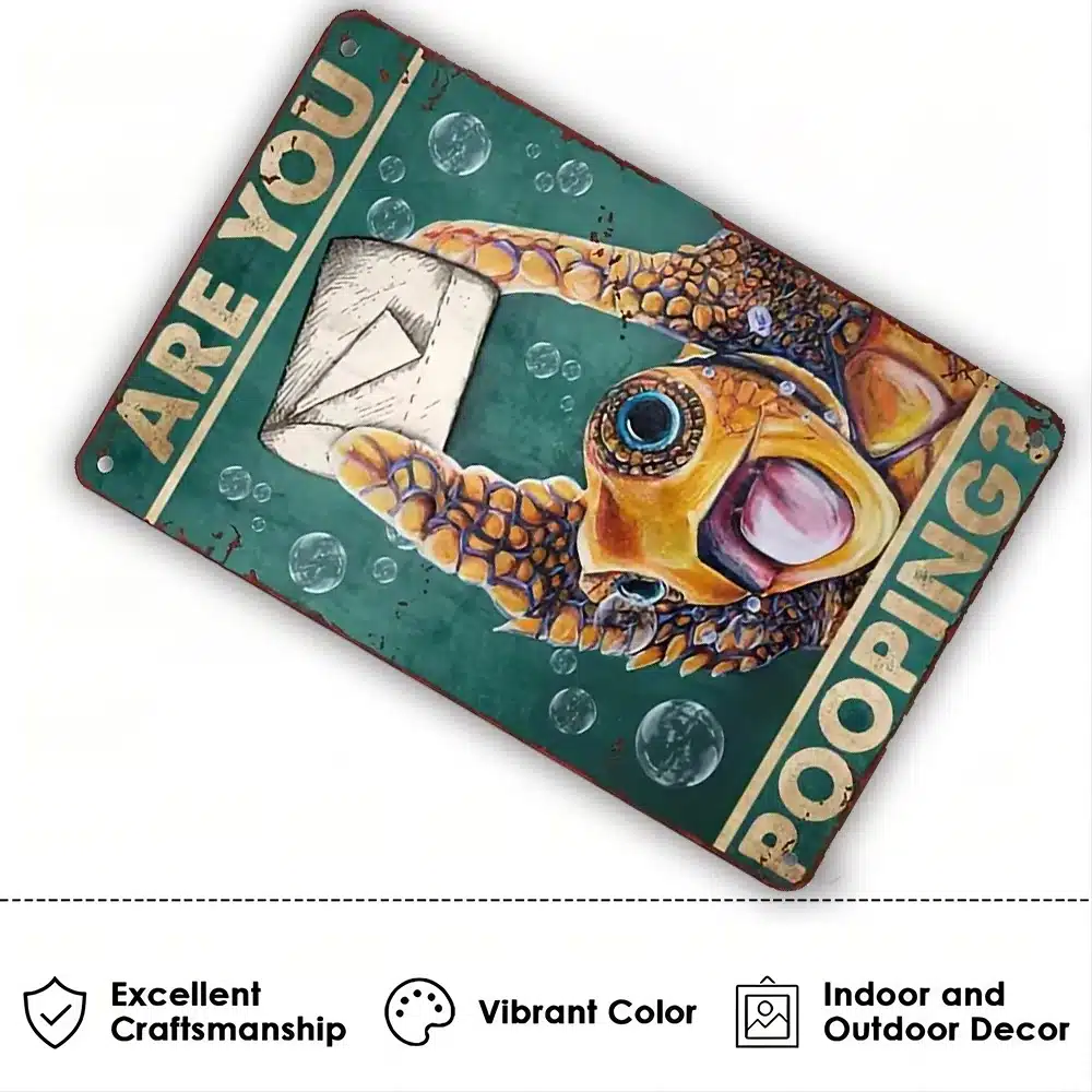 plaque métal toilettes humour – déco murale vintage WC, salle de bain, panneaux rigolos style rétro, 20×30 cm, cadeau original maison – Image 3