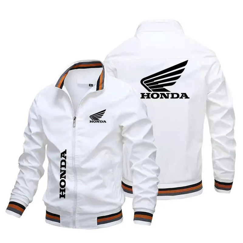 veste moto homme été style Honda – fan art non officiel, blouson léger zippé coupe-vent, look racing pour motard, idéal pour printemps ou mi-saison – Image 3