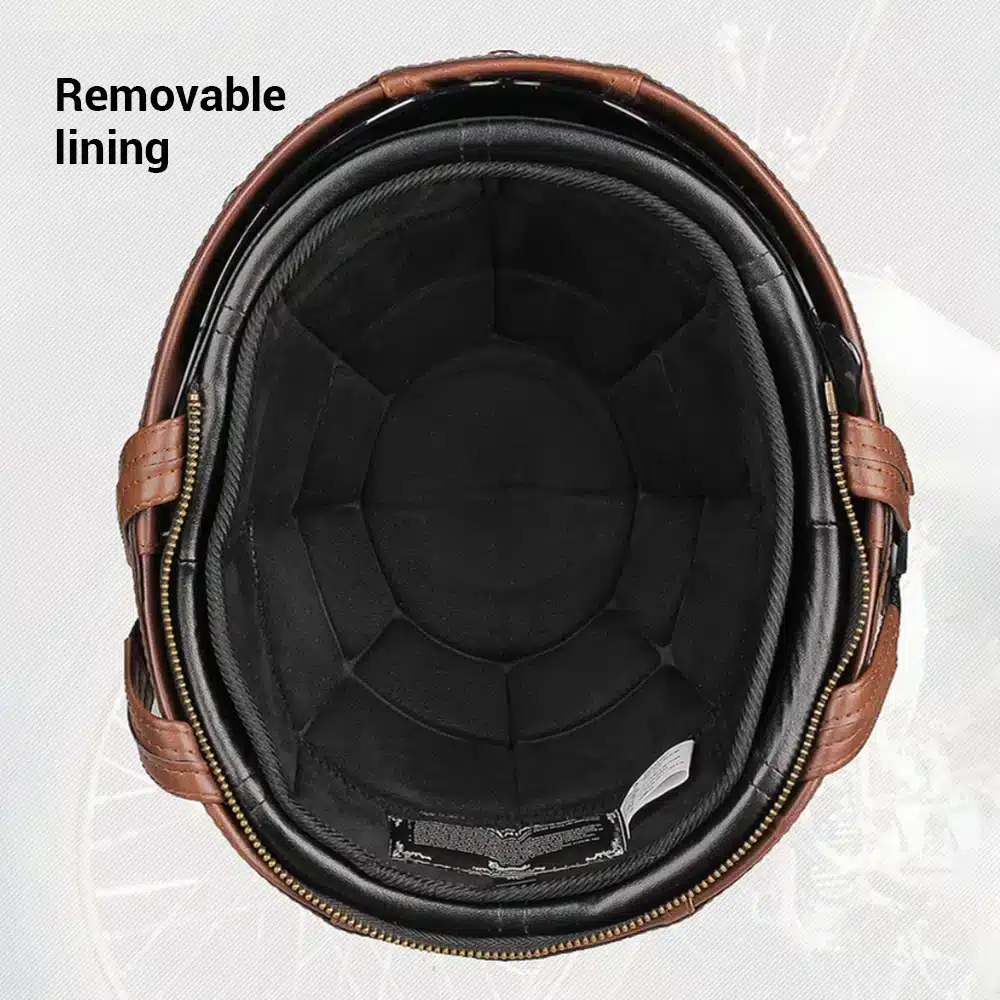 Casque de moto rétro marron avec visière – Style vintage allemand pour motards au look affirmé – Image 5