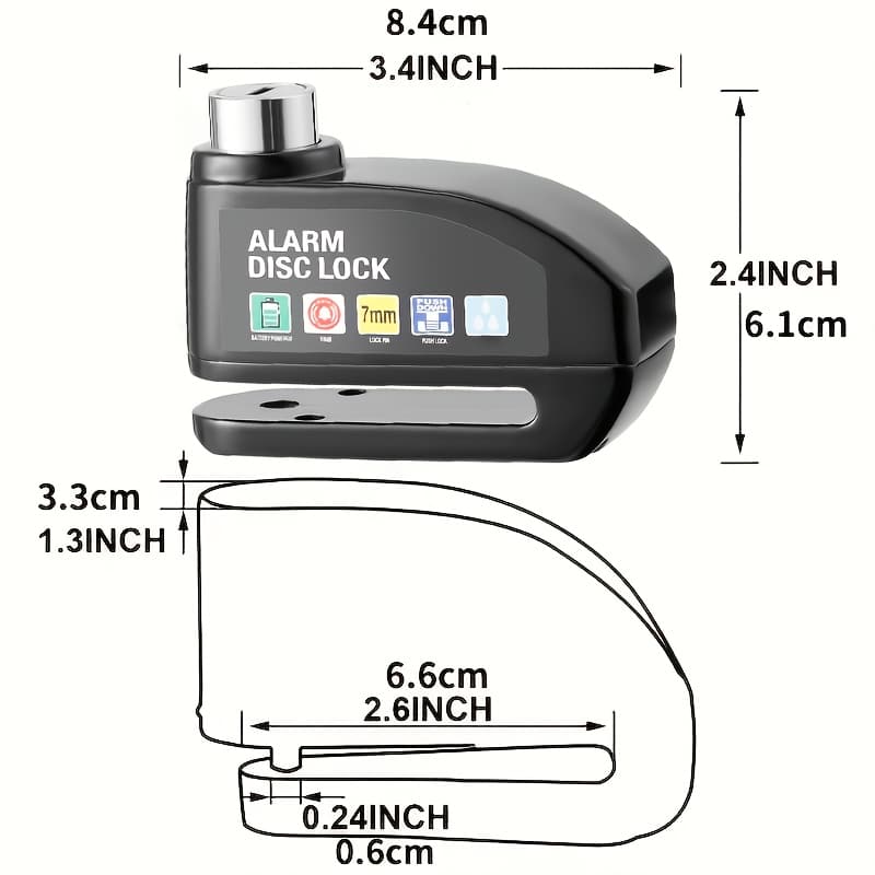 Antivol Moto à Disque avec Alarme 110 dB – Verrou Acier avec Câble Rappel, Détection Vibrations et Mouvement – Sécurité Renforcée Portable – Image 2