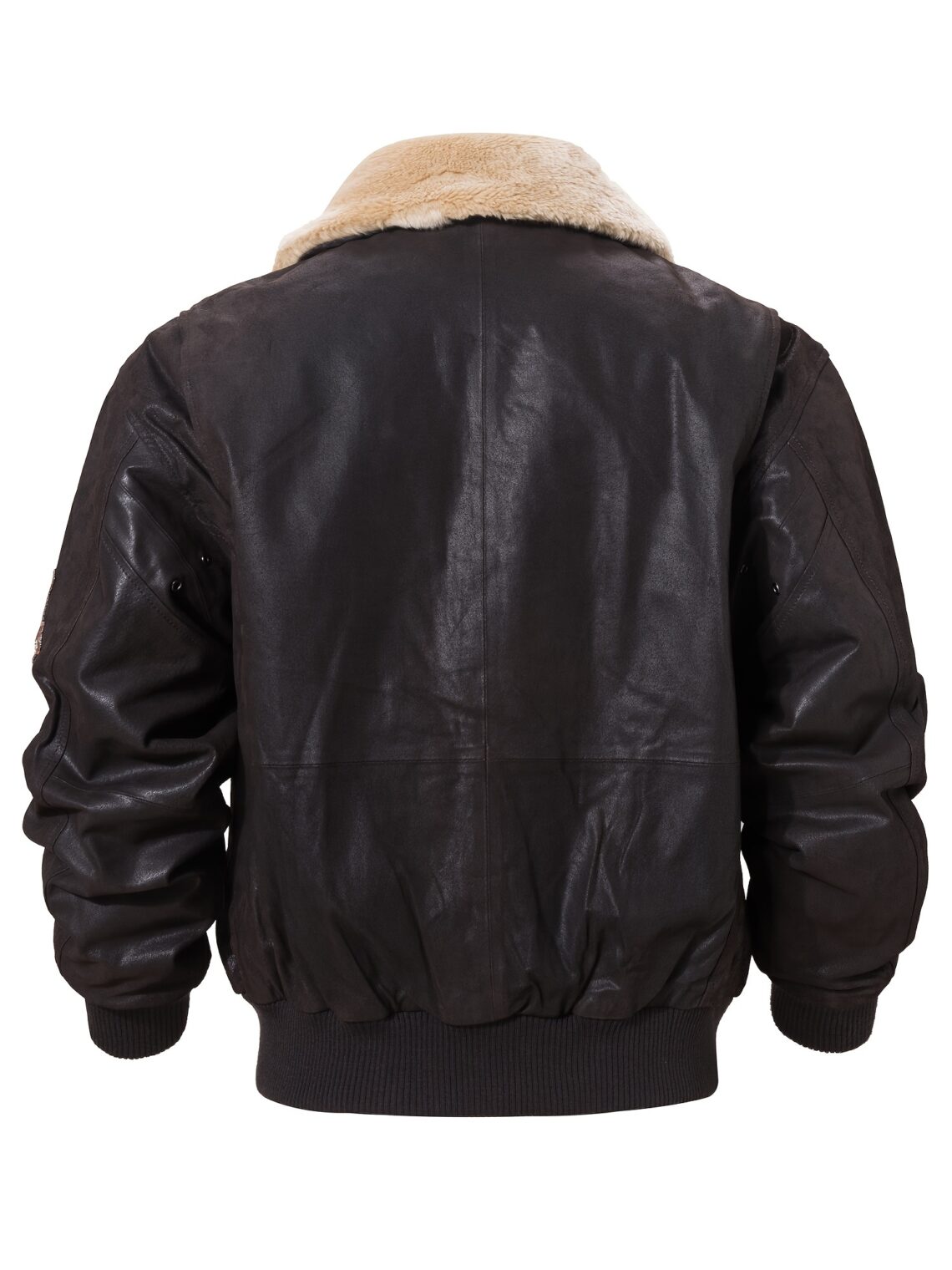 Veste bomber homme cuir véritable col fausse fourrure amovible – blouson aviateur hiver style vintage marron – Image 8