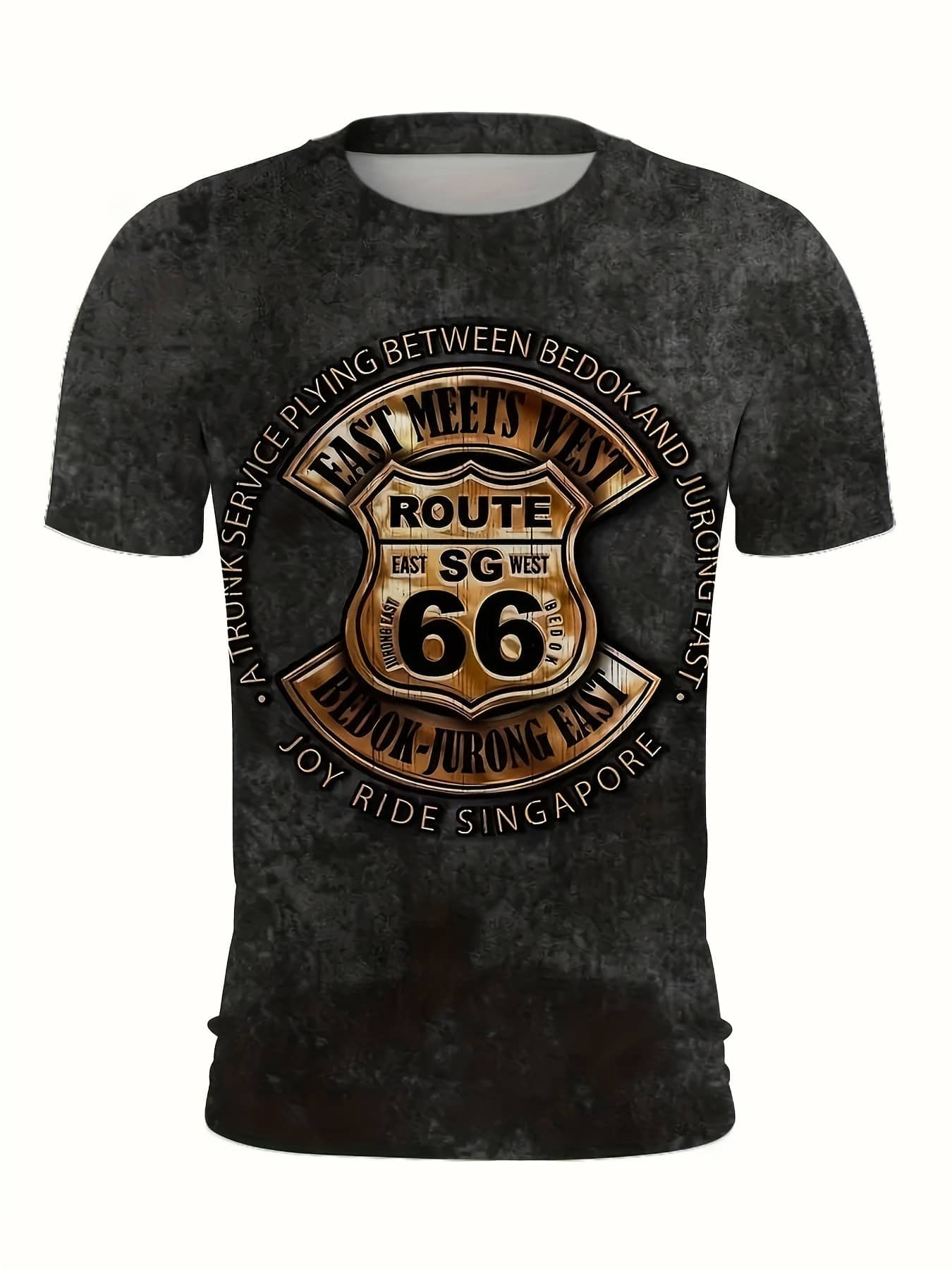 T-shirt rétro Route 66 homme – Style vintage USA, col rond, coupe regular, polyester léger été, imprimé emblématique motard – Image 5